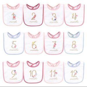 Floral Monthly Milestone Bibs, 12pk